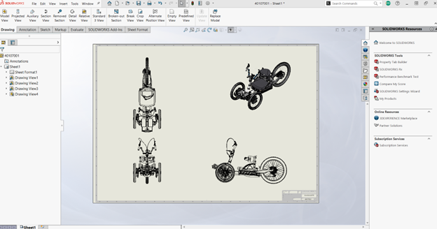 Bowhead bike 2D sketch in SOLIDWORKS