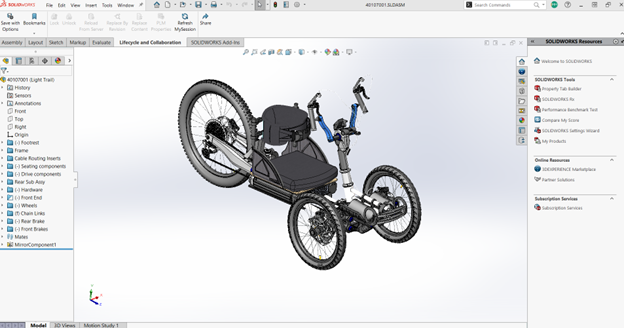 Modèle 3D de la vélo Bowhead dans SOLIDWORKS