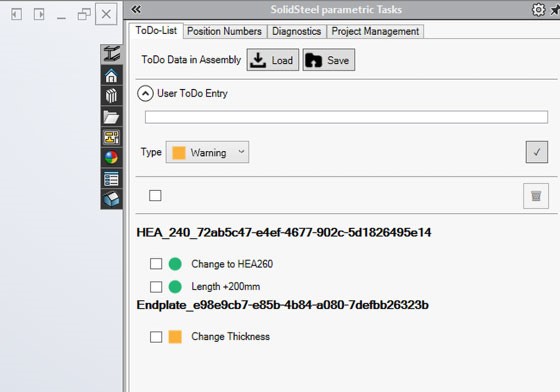 SolidSteel parametric ToDo tab displaying new menu options