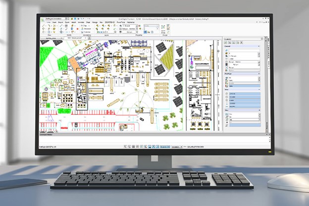 DraftSight interface displayed on computer monitor
