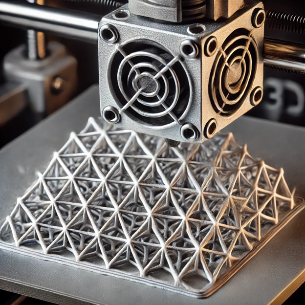 An intricate lattice in the processes of being 3D printed