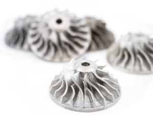Steel engine impeller 3D printed on the Markforged Metal X