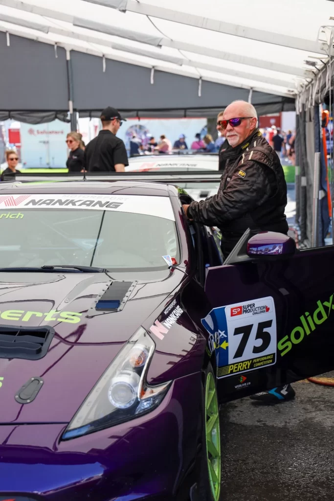 Alex Habrich preparing his purple Solidxperts racing Nissan 370Z at GP3R