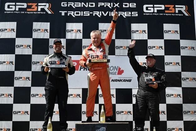 GP3R SPC podium with Sylvain Ouellet in 1st, Todd Chiappino in 2nd, and Alex Habrich in 3rd.