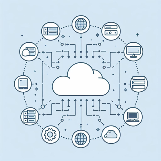 A simple illustration of a cloud-based Product Data Management (PDM) system.