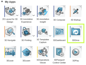 3DDrive interface in the 3DEXPERIENCE platform for cloud file sharing and management