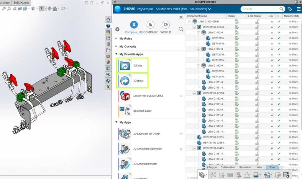 Comparison between 3DDrive and 3DSpace in 3DEXPERIENCE showing file sharing and product data management