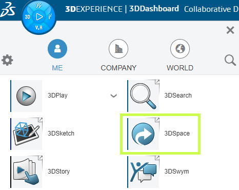 3DSpace interface in the 3DEXPERIENCE platform for product data management and revision control