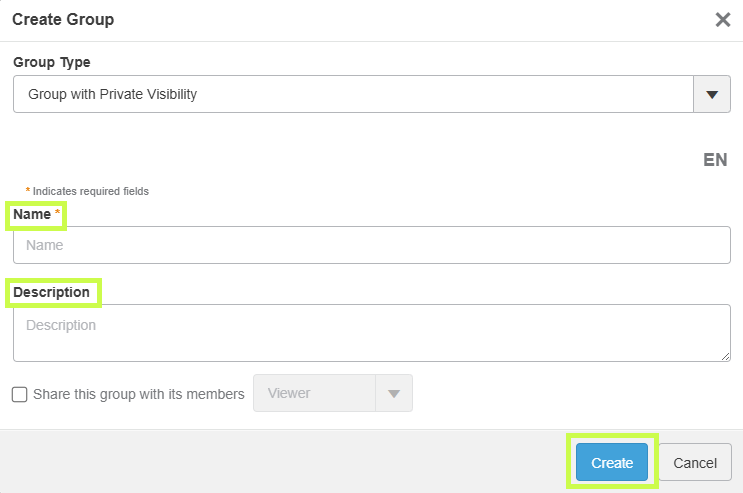 Vue des rôles disponibles dans la plateforme