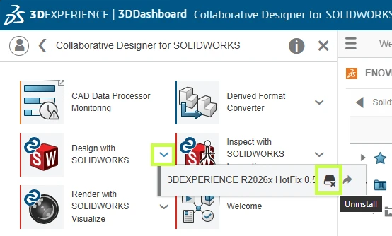 ### **Alt text (EN)** Steps to uninstall 3DEXPERIENCE SOLIDWORKS components on Windows